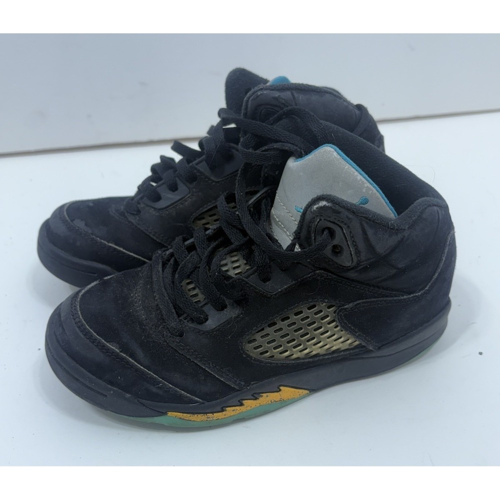 Air Jordan 5 Retro Aqua PS Shoe Size 12.5C Black 440889-047 Preowned